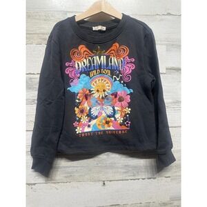 Messy Bun Just‎ Chillin Sweatshirt Girls 10 Black Dreamland Wild Soul EUC